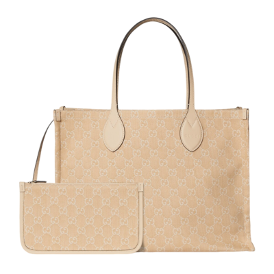 GUCCI Ophidia GG Large Light Beige Denim Tote Bag New & Authentic