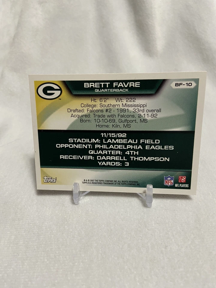 2007 Topps Brett Favre Collection Brett Favre #BF-10 Flight To 420 - Image 2 of 2