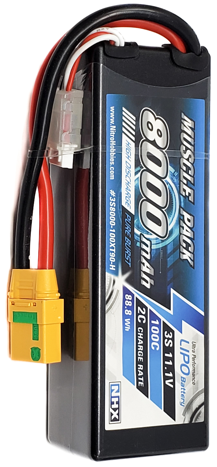 NHX Muscle Pack 3S 11.1V 8000mAh 100C Hard Case Lipo Battery w/ XT90 Connector