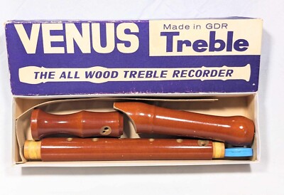 Vintage Venus All Wood Treble Recorder w/ Original Box Made In GDR