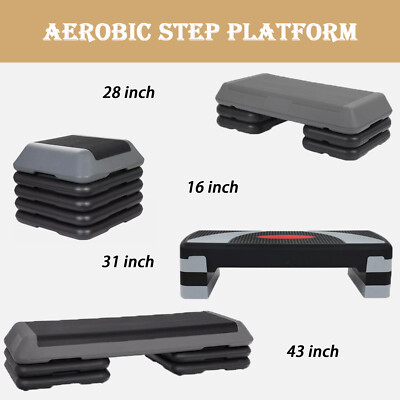 Exercise Aerobic Stepper Fitness Step Platform for Sports 16''/28''/31''/43'' 