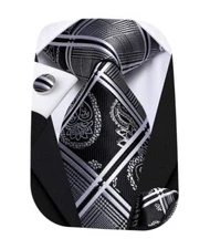 63 inch Extra Long Tie Set Men Paisley Necktie Pocket Square Cufflinks Big Tall