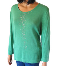 GELCO Feinstrick Pullover grün Glitzerapplikation Gr.40 neuwertig