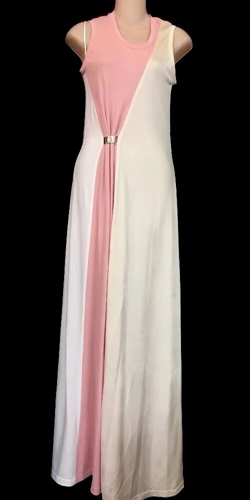 Louis Vuitton Long Dress Ivory And Pink Sleeve Less NWT Size Small