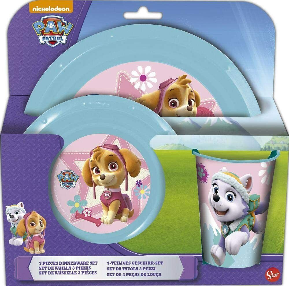 Paw Patrol Skye and Everest 3 Piece Meal Set Plate, Bowl, Tumbler
