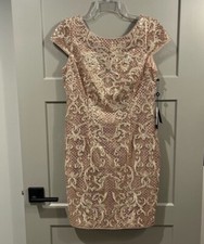 NWT Adrianna Papell Sz 8 Rose Gold Sheath Knee Length Cocktail Dress AP1E204429