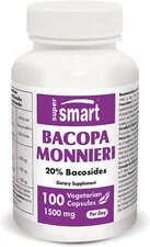 Supersmart Bacopa Monnieri 1500mg Nootropic Supplement, Brain Boost 100 Capsules