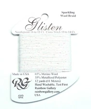 GLISTEN Sparkling Braid #02 "Snow White" Needlepoint Thread by Rainbow Gallery