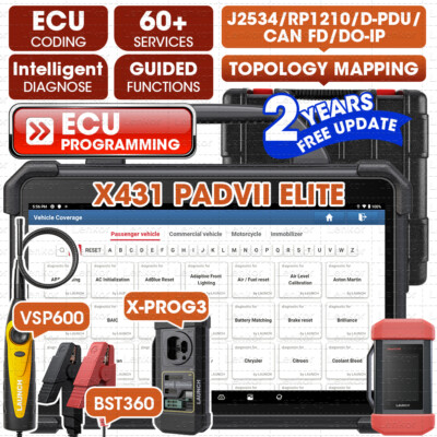 2024 LAUNCH X431 PAD VII Elite Intelligent Car Diagnostic Tool J2534 Programming