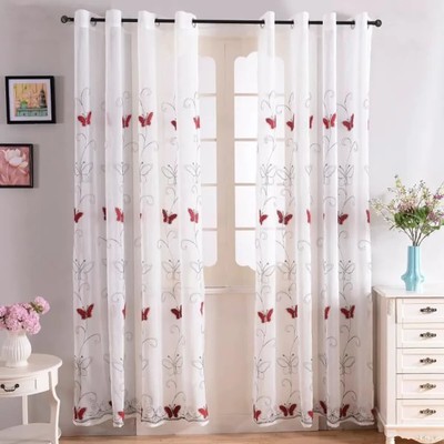 Rideaux Voilages Imprimés Papillons - Blanc, Polyester, Pour Toutes Les Pièces