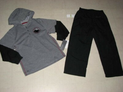 Kenneth Cole Boys 2Pc Stripe Hoodie Long Sleeve Shirt/Pant  Sz 4T/7 - NWT $49.50