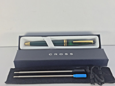 CROSS DARK GREEN WITH BLACK SWIRLS RADIANCE BALLPOINT PEN #822-3