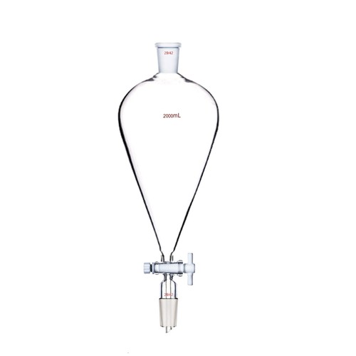 29/42 Glass Separatory Funnel Pyriform PTFE Stopcock Pear Shap Both Ground Joint - Picture 5 of 5