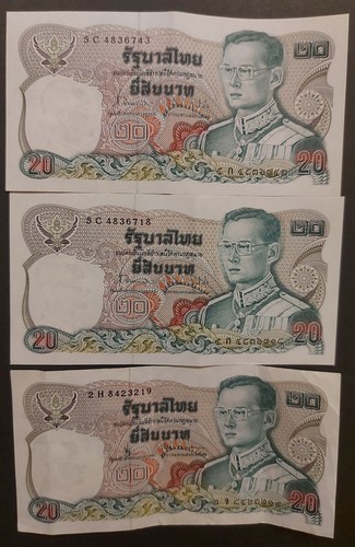 1978 THAILAND 3 X 20 BAHT BANKNOTES KM#88 - 第 1/3 張圖片