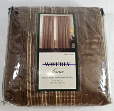 New Waverly Home Window Panel 54" x 84" Lined Curtain Stripe Brown Decor