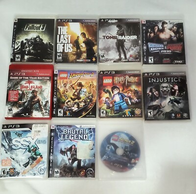 PS3 Assorted Game Lot Bundle Last Of Us,  Fallout 3, WWE 2010, Tomb Raider, LEGO