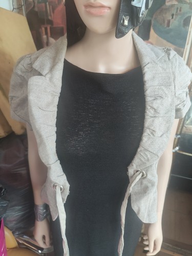 Vintage River Island Crop Jacket Gold And Cream Size 12 Used - Picture 11 of 24