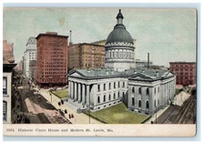 1909 Historic Court House and Modern Street St. Louis Missouri MO Postcard