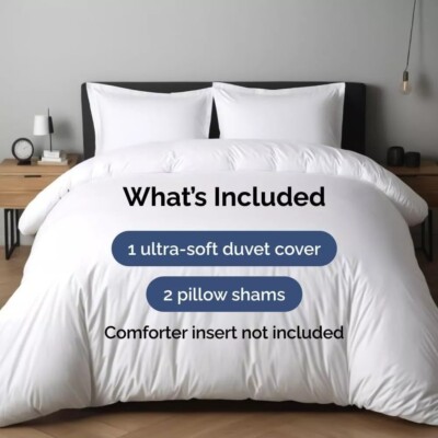 Washed Microfiber Queen Duvet Cover Set, 3 Pieces Set with 2 Pillow Shams