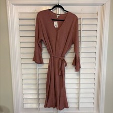Cato Mauve Pink Waffle Knit Belted Dress Size 18/20