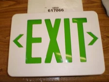 Thermoplastic Green LED Exit Sign.  12" X 8 5/8" X 1