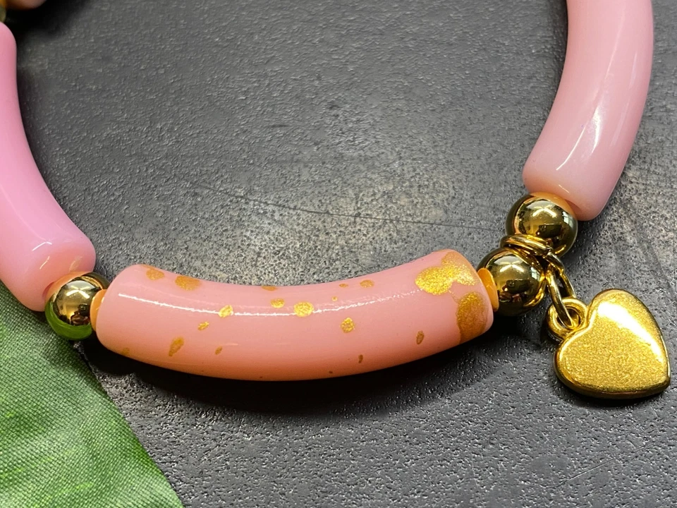 Armband Armreif Gr. S Schlauchperlen elast. Strass Rohrperlen #991-1 - Bild 2 von 2