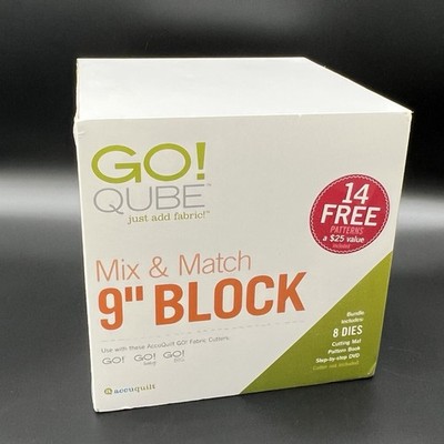 Accuquilt Go! Qube Mix & Match 9 '' Block Includes 8 Dies NIP - Sealed