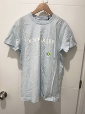NWT COACH Women  s Light Blue T Shirt Organic Cotton Small