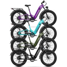 1800W Peak Electric Bicycle 26'' Fat Tires E-Mountain Bike 48V 17.5Ah for Adults