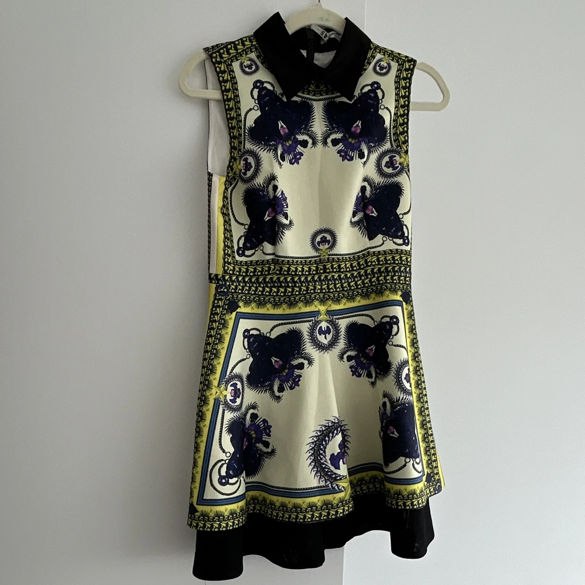 silk laundry butterfly dress Butterfly Print Lace & Silk Chiffon Plunge Neck Dress (Women)