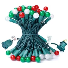  Christmas Lights Outdoor 24FT 70 LED G15 Red White and Red Green and White