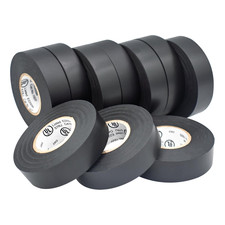 Electrical Tape 10PK Black Matte   Waterproof, Flame Retardant, Strong Rubber