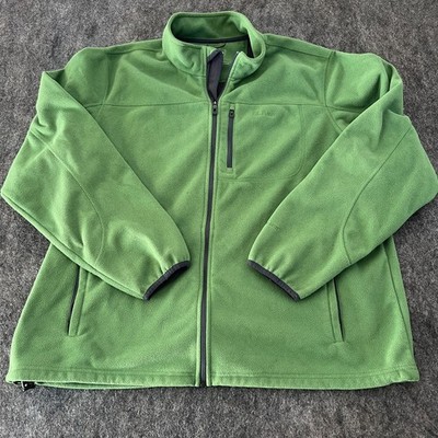 LL Bean Jacket Men's XXL  Regular Green Polartec Fleece Full Zip Hiking Outdoor