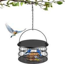 Hanging Bird Feeder, Metal Caged Squirrel Proof Bluebird Feeders - Birdfeeder Ha