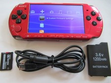 RED/BLACK PSP 3000 Chrg/data New LCD HQ battery, 64gb SANDISK w/ARK-4