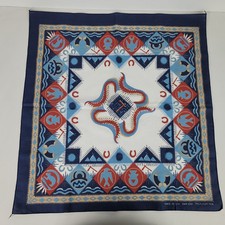 Vintage USA MADE Aztec Western Bandana Handkerchief RN14193 biker cowboy native