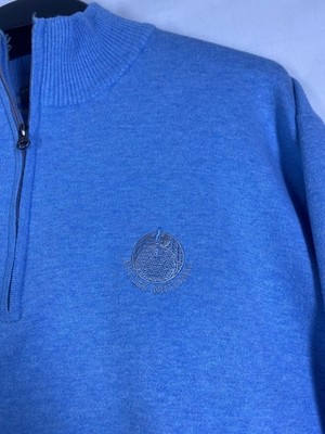 Peter Millar Sweater Mens Large Blue Butler National Golf Club 1/4 Zip Pullover