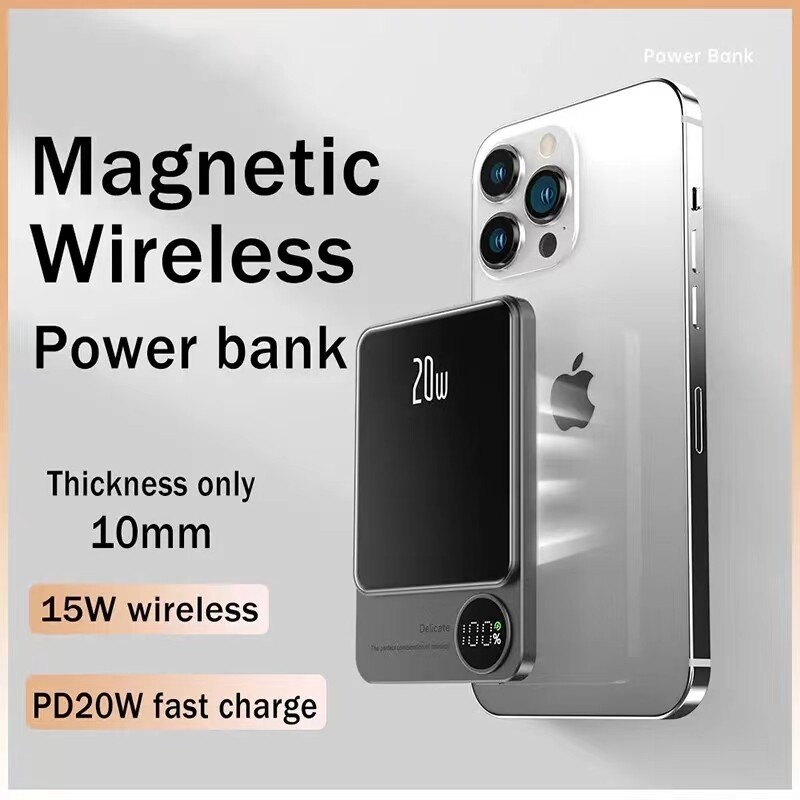 Magnetic Wireless Mini Power Bank PD20W Fast Charger External Battery 10000mAh