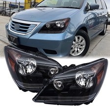 Pair Black Headlights Headlamps Assembly For 2005-2010 Honda Odyssey LEFT&RIGHT