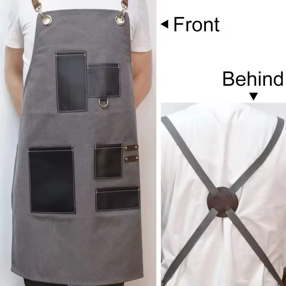 Canvas Work Apron With 5 Pockets For Barber Chef Crafts Unisex New In Package - Image 2 of 3