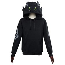 How to Train Your Dragon Toothless White Furry Hoodie Pullover Jacket Coat Sport