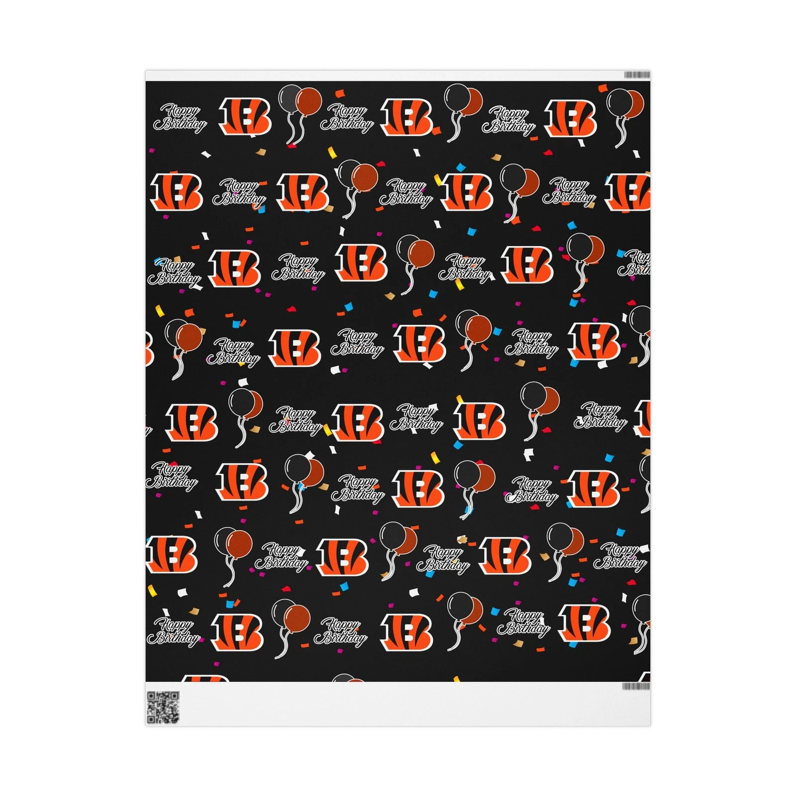 football Cincinnati Bengals Happy Birthday Wrapping Paper, Gift Wrap Roll, Football