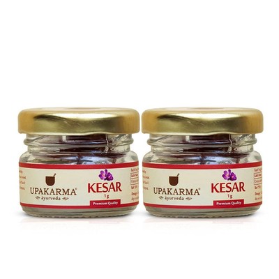 UPAKARMA Pure & Finest Grade Kashmiri Kesar/Saffron Threads 1gm Pack of 2
