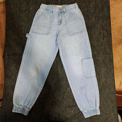 Forever 21 Premium Womens Light Wash Carpenter Denim Joggers Blue Size 25