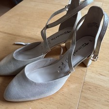 Tamaris Pumps Abendschuhe Blockabsatz 40 goldglänzend Fesselriechen neu