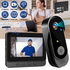 Smart Doorbell Chime Video Door Bell 1080P Camera Wireless with 4.3inch Monitor