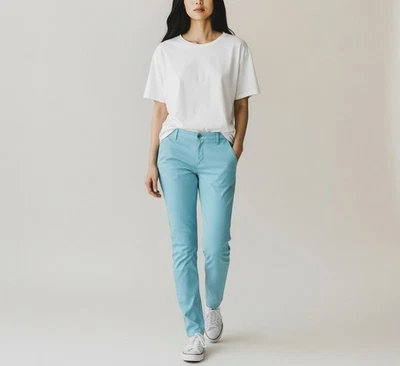 Pantalon Armani Jeans Femme US 29 Chino Slim Fit Zip Fly Bleu - Photo 1/4