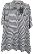 NWT Cutter & Buck LIV Golf Polo Men’s XXL Blue Striped Poly/Spandex S/S Shirt