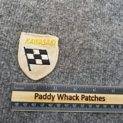 Vintage Kawasaki Patch Flag Racing Motorcycle V1