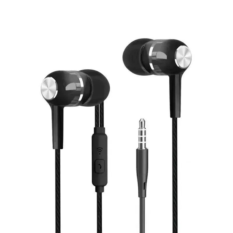 3.5mm Wired Earphones with Mic Stereo Bass Headphones In Ear Headset Control